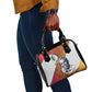 Julius Nyerere Shoulder Handbag with Smiling Portrait, Tribal Pattern and Simplicity is Power Quote - African Pride