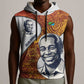 Julius Nyerere Sleeveless Hoodie with Smiling Portrait, Tribal Pattern and Simplicity is Power Quote - African Pride