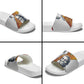 Julius Nyerere Slide Sandals with Smiling Portrait, Tribal Pattern and Simplicity is Power Quote - African Pride