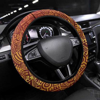 Julius Nyerere Steering Wheel Cover with Smiling Portrait, Tribal Pattern and Simplicity is Power Quote - African Pride