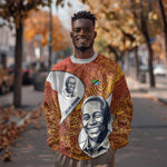 Julius Nyerere Sweatshirt with Smiling Portrait, Tribal Pattern and Simplicity is Power Quote - African Pride