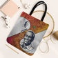 Julius Nyerere Tote Bag with Smiling Portrait, Tribal Pattern and Simplicity is Power Quote - African Pride