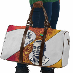 Julius Nyerere Travel Bag with Smiling Portrait, Tribal Pattern and Simplicity is Power Quote - African Pride
