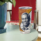 Julius Nyerere Tumbler Cup with Smiling Portrait, Tribal Pattern and Simplicity is Power Quote - African Pride