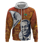 Julius Nyerere Zip Hoodie with Smiling Portrait, Tribal Pattern and Simplicity is Power Quote - African Pride
