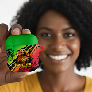 Sundiata Keita AirPods Case with Regal Portrait, Lion of Mali Title and Bold Tribal Brushstroke Pattern - African Pride