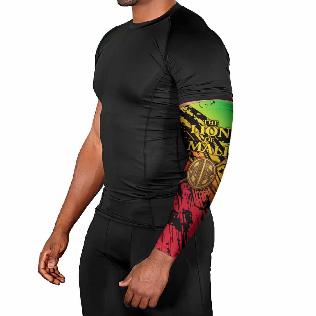 Sundiata Keita Arm Sleeves with Regal Portrait, Lion of Mali Title and Bold Tribal Brushstroke Pattern - African Pride