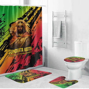 Sundiata Keita Bathroom Set with Regal Portrait, Lion of Mali Title and Bold Tribal Brushstroke Pattern - African Pride