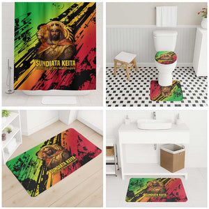 Sundiata Keita Bathroom Set with Regal Portrait, Lion of Mali Title and Bold Tribal Brushstroke Pattern - African Pride