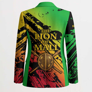 Sundiata Keita Blazer with Regal Portrait, Lion of Mali Title and Bold Tribal Brushstroke Pattern - African Pride