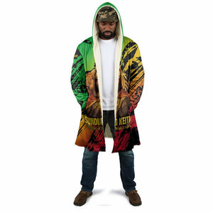 Sundiata Keita Cloak with Regal Portrait, Lion of Mali Title and Bold Tribal Brushstroke Pattern - African Pride