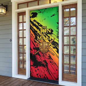 Sundiata Keita Door Cover with Regal Portrait, Lion of Mali Title and Bold Tribal Brushstroke Pattern - African Pride