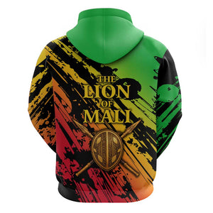 Sundiata Keita Hoodie with Regal Portrait, Lion of Mali Title and Bold Tribal Brushstroke Pattern - African Pride