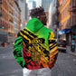 Sundiata Keita Hoodie with Regal Portrait, Lion of Mali Title and Bold Tribal Brushstroke Pattern - African Pride