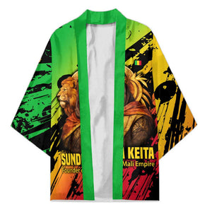 Sundiata Keita Kimono with Regal Portrait, Lion of Mali Title and Bold Tribal Brushstroke Pattern - African Pride