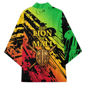 Sundiata Keita Kimono with Regal Portrait, Lion of Mali Title and Bold Tribal Brushstroke Pattern - African Pride