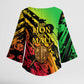 Sundiata Keita Kimono Sleeve Blouse with Regal Portrait, Lion of Mali Title and Bold Tribal Brushstroke Pattern - African Pride