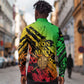 Sundiata Keita Long Sleeve Button Shirt with Regal Portrait, Lion of Mali Title and Bold Tribal Brushstroke Pattern - African Pride