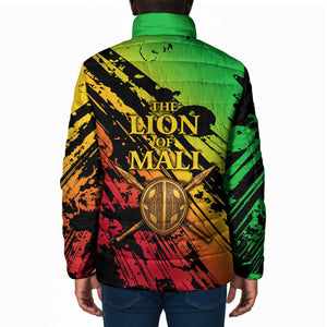 Sundiata Keita Padded Jacket with Regal Portrait, Lion of Mali Title and Bold Tribal Brushstroke Pattern - African Pride