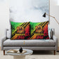 Sundiata Keita Pillow Cover with Regal Portrait, Lion of Mali Title and Bold Tribal Brushstroke Pattern - African Pride
