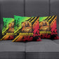Sundiata Keita Pillow Cover with Regal Portrait, Lion of Mali Title and Bold Tribal Brushstroke Pattern - African Pride