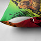 Sundiata Keita Pillow Cover with Regal Portrait, Lion of Mali Title and Bold Tribal Brushstroke Pattern - African Pride