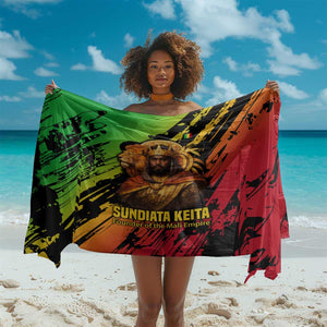 Sundiata Keita Sarong with Regal Portrait, Lion of Mali Title and Bold Tribal Brushstroke Pattern - African Pride
