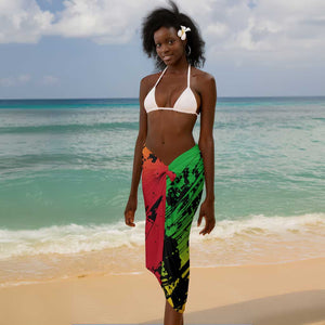 Sundiata Keita Sarong with Regal Portrait, Lion of Mali Title and Bold Tribal Brushstroke Pattern - African Pride