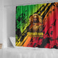 Sundiata Keita Shower Curtain with Regal Portrait, Lion of Mali Title and Bold Tribal Brushstroke Pattern - African Pride