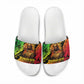 Sundiata Keita Slide Sandals with Regal Portrait, Lion of Mali Title and Bold Tribal Brushstroke Pattern - African Pride