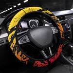 Sundiata Keita Steering Wheel Cover with Regal Portrait, Lion of Mali Title and Bold Tribal Brushstroke Pattern - African Pride