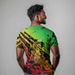 Sundiata Keita T shirt with Regal Portrait, Lion of Mali Title and Bold Tribal Brushstroke Pattern - African Pride