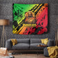 Sundiata Keita Tapestry with Regal Portrait, Lion of Mali Title and Bold Tribal Brushstroke Pattern - African Pride