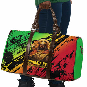 Sundiata Keita Travel Bag with Regal Portrait, Lion of Mali Title and Bold Tribal Brushstroke Pattern - African Pride
