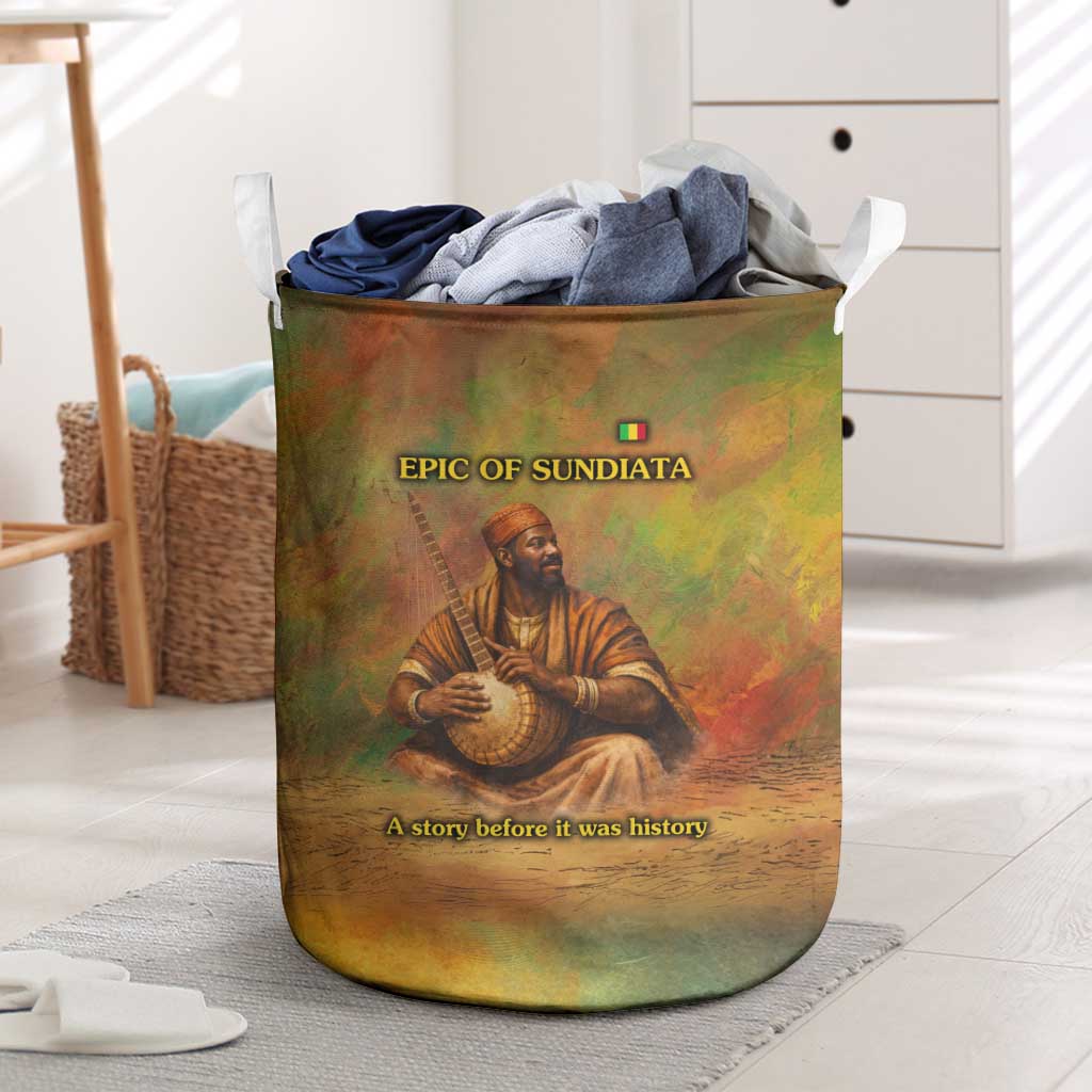 Sundiata Keita Laundry Basket Griot Storytelling Scene, Epic of Sundiata Text and Heritage-Inspired Earth Tone - African Pride