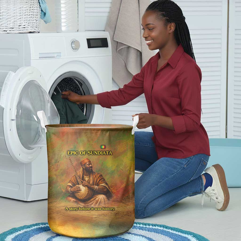 Sundiata Keita Laundry Basket Griot Storytelling Scene, Epic of Sundiata Text and Heritage-Inspired Earth Tone - African Pride