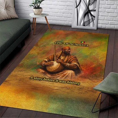 Sundiata Keita Area Rug Griot Storytelling Scene, Epic of Sundiata Text and Heritage-Inspired Earth Tone - African Pride