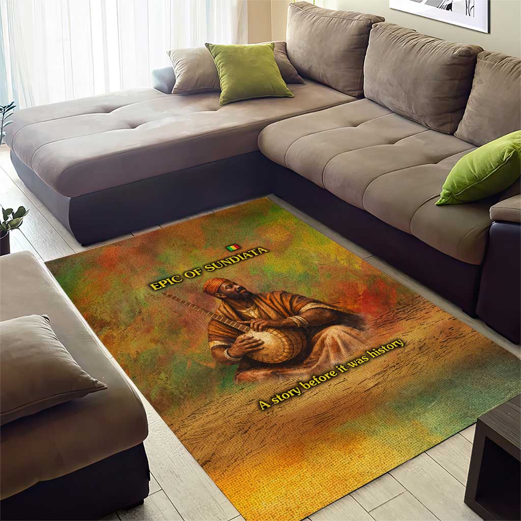 Sundiata Keita Area Rug Griot Storytelling Scene, Epic of Sundiata Text and Heritage-Inspired Earth Tone - African Pride