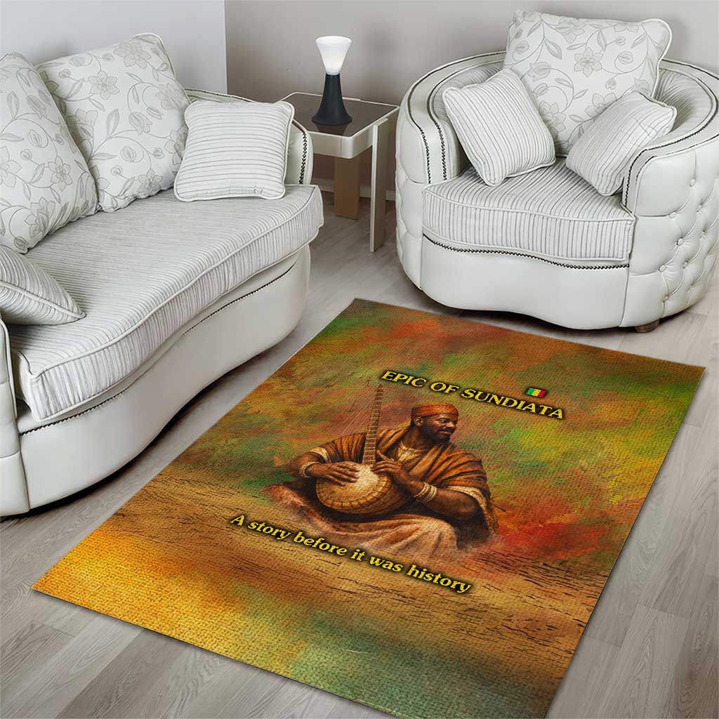Sundiata Keita Area Rug Griot Storytelling Scene, Epic of Sundiata Text and Heritage-Inspired Earth Tone - African Pride