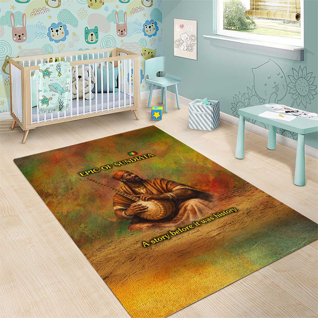 Sundiata Keita Area Rug Griot Storytelling Scene, Epic of Sundiata Text and Heritage-Inspired Earth Tone - African Pride