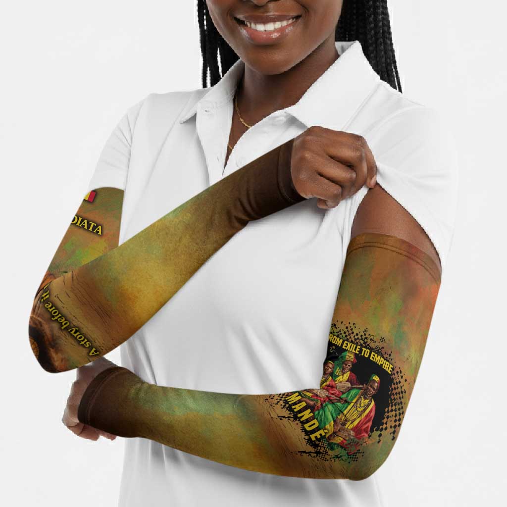 Sundiata Keita Arm Sleeves Griot Storytelling Scene, Epic of Sundiata Text and Heritage-Inspired Earth Tone - African Pride