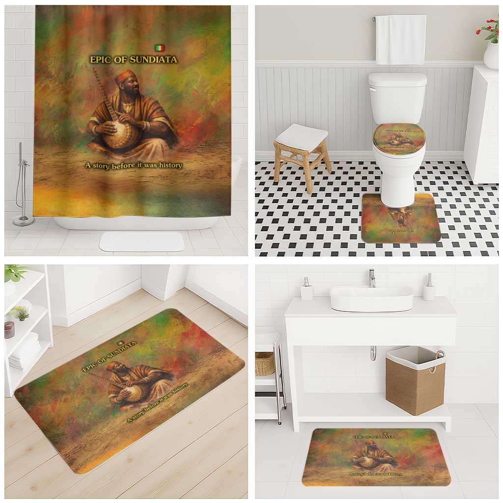 Sundiata Keita Bathroom Set Griot Storytelling Scene, Epic of Sundiata Text and Heritage-Inspired Earth Tone - African Pride