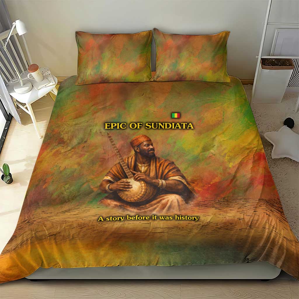 Sundiata Keita Bedding Set Griot Storytelling Scene, Epic of Sundiata Text and Heritage-Inspired Earth Tone - African Pride