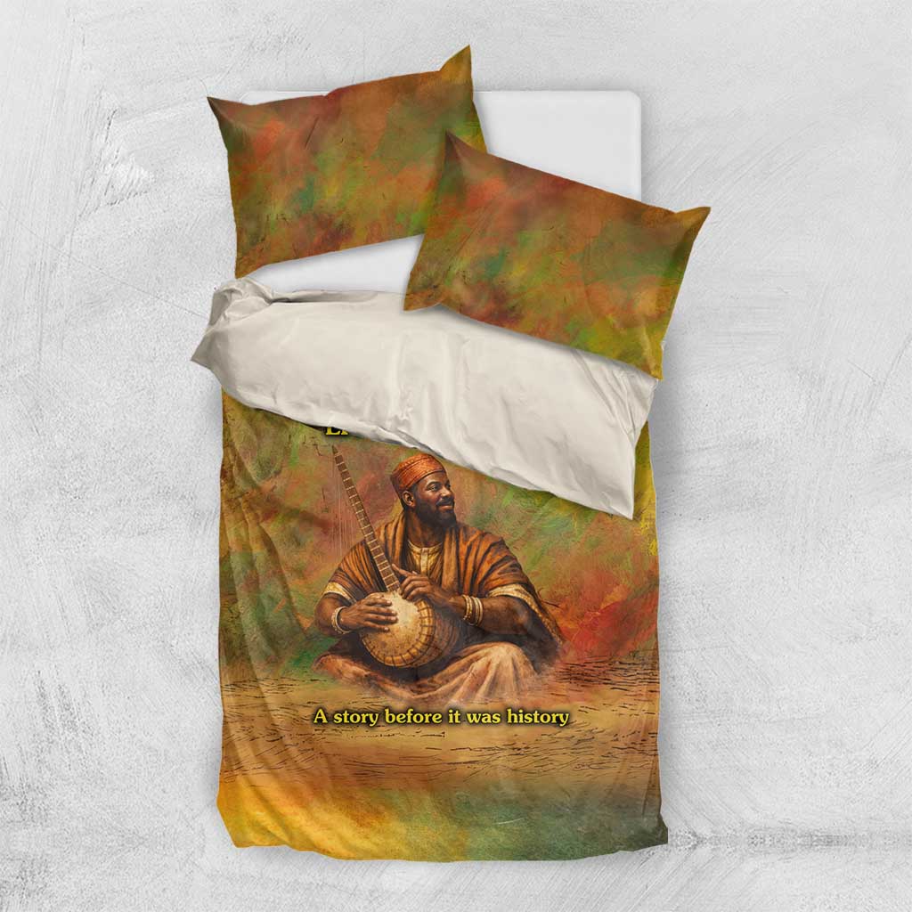 Sundiata Keita Bedding Set Griot Storytelling Scene, Epic of Sundiata Text and Heritage-Inspired Earth Tone - African Pride