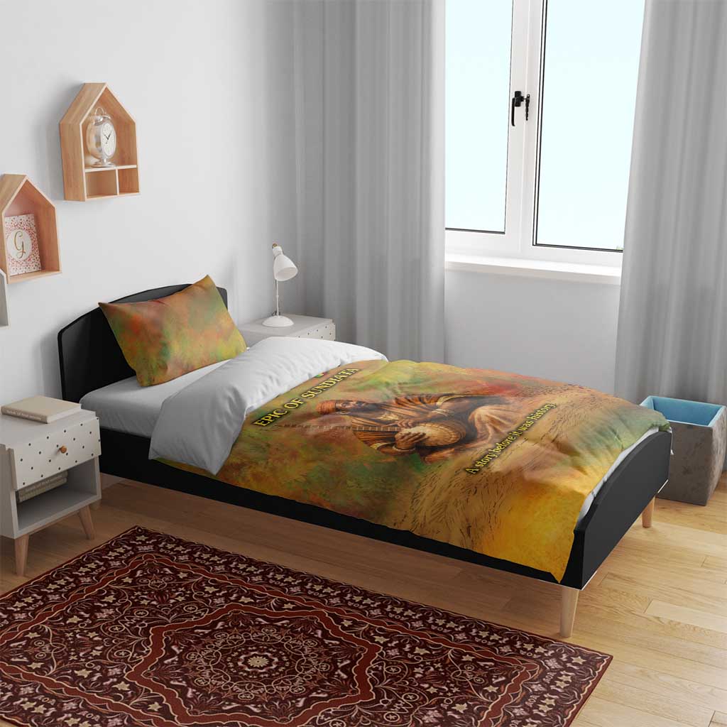 Sundiata Keita Bedding Set Griot Storytelling Scene, Epic of Sundiata Text and Heritage-Inspired Earth Tone - African Pride