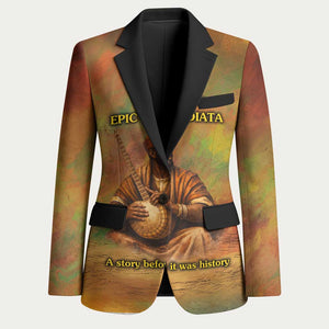 Sundiata Keita Blazer Griot Storytelling Scene, Epic of Sundiata Text and Heritage-Inspired Earth Tone - African Pride
