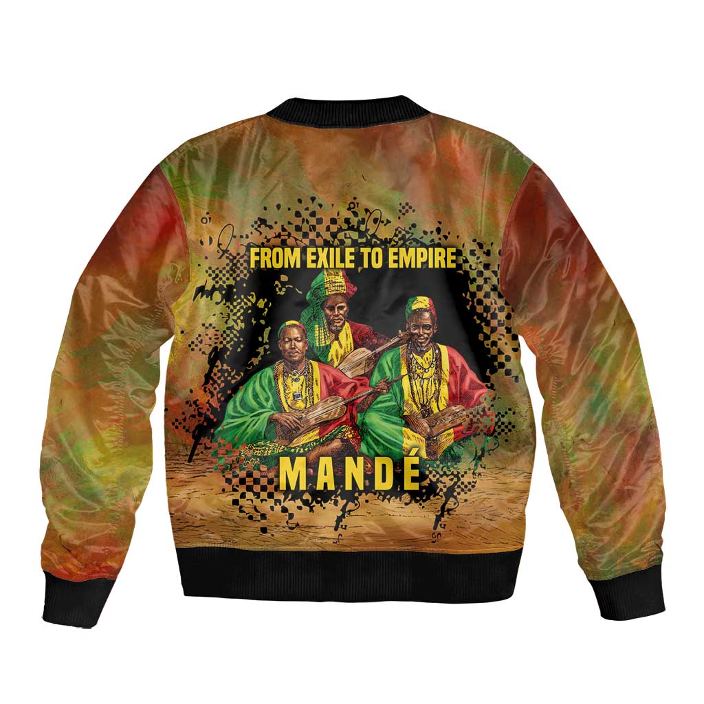 Sundiata Keita Bomber Jacket Griot Storytelling Scene, Epic of Sundiata Text and Heritage-Inspired Earth Tone - African Pride