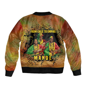Sundiata Keita Bomber Jacket Griot Storytelling Scene, Epic of Sundiata Text and Heritage-Inspired Earth Tone - African Pride