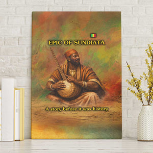 Sundiata Keita Canvas Wall Art Griot Storytelling Scene, Epic of Sundiata Text and Heritage-Inspired Earth Tone - African Pride