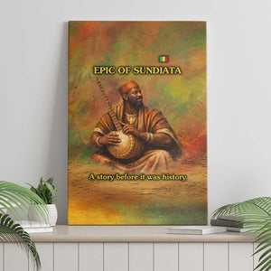Sundiata Keita Canvas Wall Art Griot Storytelling Scene, Epic of Sundiata Text and Heritage-Inspired Earth Tone - African Pride